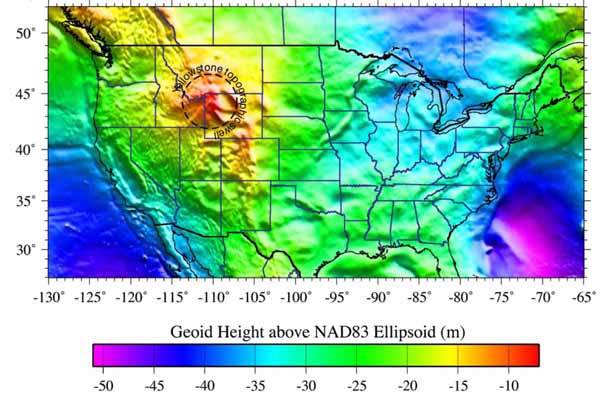 Fig. 3. Gravity signatures of Yellowstone global hotspots.